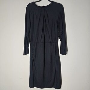 Diane Von Furstenberg Dress Black Faux Wrap Ponte Stretch LBD Size 16 DVF